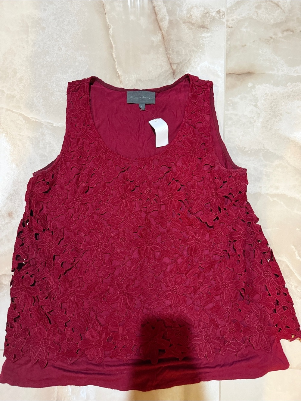 Sunday in Brooklyn Burgundy Floral Lace Tank